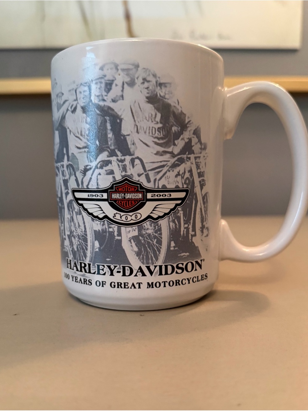Harley-Davidson White Mug with Vintage Motorcycle Logo No chips or cracks
RARE
